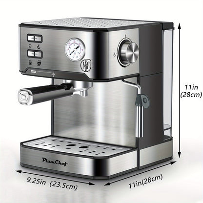 Espresso Machine Stainless Steel – Dual-Brew Coffee Maker with 54.1oz Water Tank, High-Pressure Steam Wand, ESE Pod & Ground Coffee Compatible, 1 & 2 Cup Brewing, Overpressure Protection for Home Barista