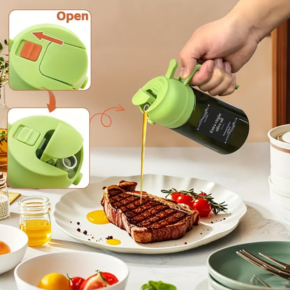 Glass Olive Oil Dispenser Bottle 2pcs 2-in-1 Oil Dropper and Cooking Sprayer with Automatic Flip Cap Spill Proof Food Grade for Kitchen BBQ Outdoor Cooking