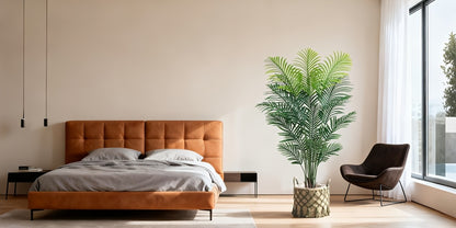 Artificial Palm Tree Fake Indoor Plant – 4/5/6FT Faux Tropical Areca Palm with Realistic Leaves, Planter Options, for Living Room Bedroom Office Patio Home Decor