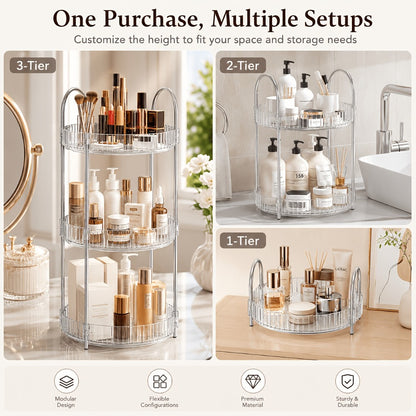 360 Rotating Makeup Organizer Skincare Storage Rack - Multi-Layer Detachable Cosmetic Organizer for Perfume, Lipstick, Skincare, Desktop Vanity Organizer for Bathroom & Bedroom