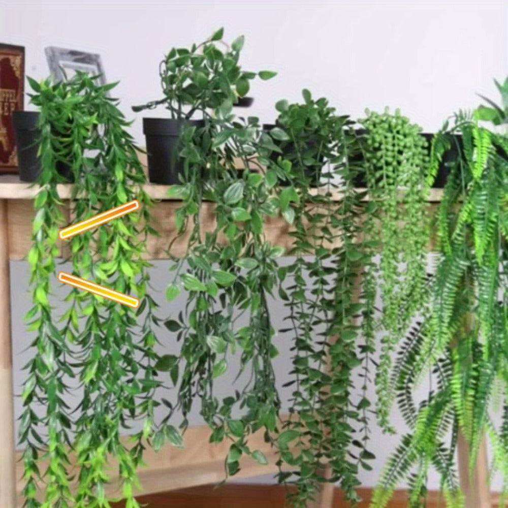 Artificial Hanging Ivy Vines – Fake Eucalyptus & Mandala Green Vine Plants for Indoor Wall Decor – Faux Hanging Plants for Bedroom, Bathroom, Balcony, Bookshelf & Living Room Aesthetic – 6 or 8 Pack