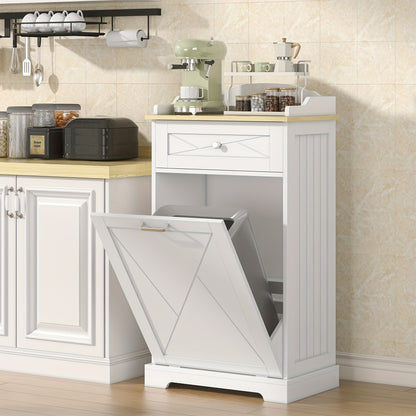 Tilt Out Trash Can Cabinet 12 Gallon Hidden Kitchen Trash Cabinet with Drawers, Pantry Storage, Laundry Hamper Cabinet