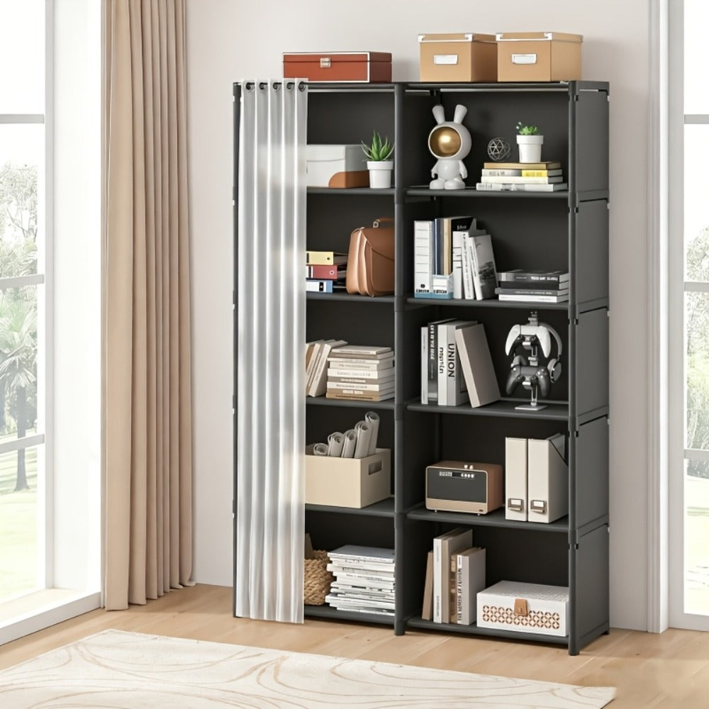 Multi-Purpose Storage Rack Single Double Row Clothing Bookcase Organizer 15.75 31.5 Inch Dustproof