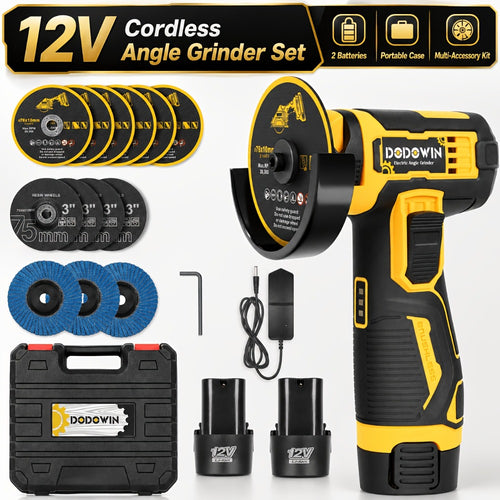 Mini Cordless Angle Grinder 19500RPM – Electric Grinding Polishing Tool for Metal Wood Stone Concrete | Lithium Power Grinder with Battery Options