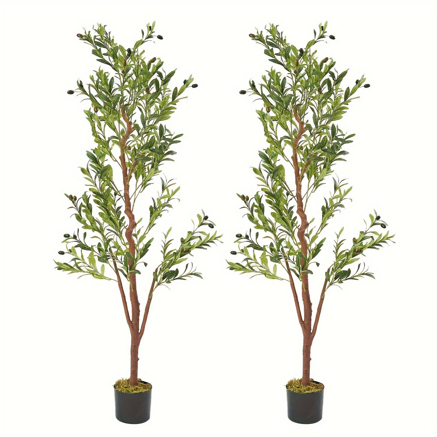 Artificial Olive Tree Large Faux Indoor Tree with Pot – Realistic 5FT 6FT 7FT Multi-Trunk Fake Olive Tree with Leaves & Fruits for Living Room Home Office Entryway Decor