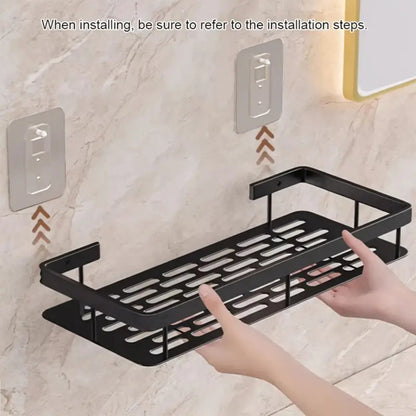 Shower Caddy Wall Mounted Stainless Steel 2-Pack - Rust-Resistant 2-Tier Bathroom Shelf Organizer, Corner Storage Rack for Shower Bathtub Accessories, Space-Saving Bathroom Caddy - Black & Silver