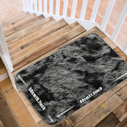 Fluffy Rug Plush Soft Indoor Carpet Non-Slip for Living Room Bedroom Hallway Runner Nursery Kids Play Area — Tie Dye & Solid Colors Multiple Sizes