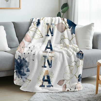 Floral Flannel Blanket – 280gsm Soft Warm Elegant Flower Print Bedspread for Sofa, Bed & Living Room, Machine Washable, 3 Sizes
