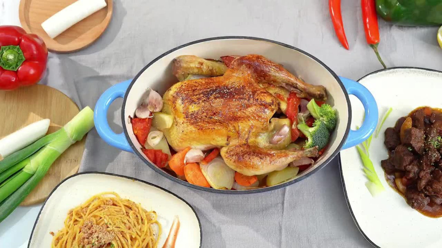 Enameled Cast Iron Dutch Oven 4.5QT with Lid & Dual Handles - Even Heat Distribution, Non-Stick Enamel Interior, for Bread Baking, Slow Cooking, Braising & Roasting, Compatible with All Stovetops & Oven