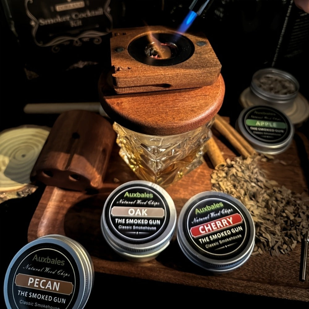 Whiskey Smoker Kit with 4 Wood Chip Flavors & Filters – Cocktail Smoker Set, Whiskey Gifts for Men, Dad, Birthday, Father's Day, Christmas (No Butane)
