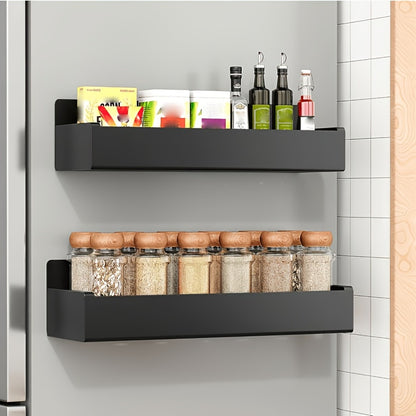 Magnetic Refrigerator Storage Rack 2/4pcs Fridge Side Organizer, Multi-Purpose Magnetic Storage Box for Kitchen Bathroom, Space-Saving Magnetic Shelf for Spices Paper Towels, White or Black