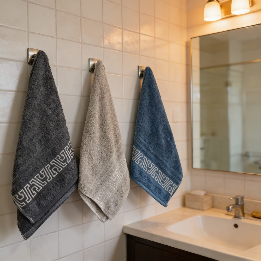 Bath Towel Set of 3 Microfiber Quick Dry 400 GSM Soft Absorbent Bathroom Towels Coastal Pattern Spa Gym Home — Luxury 3-Pack for Adults