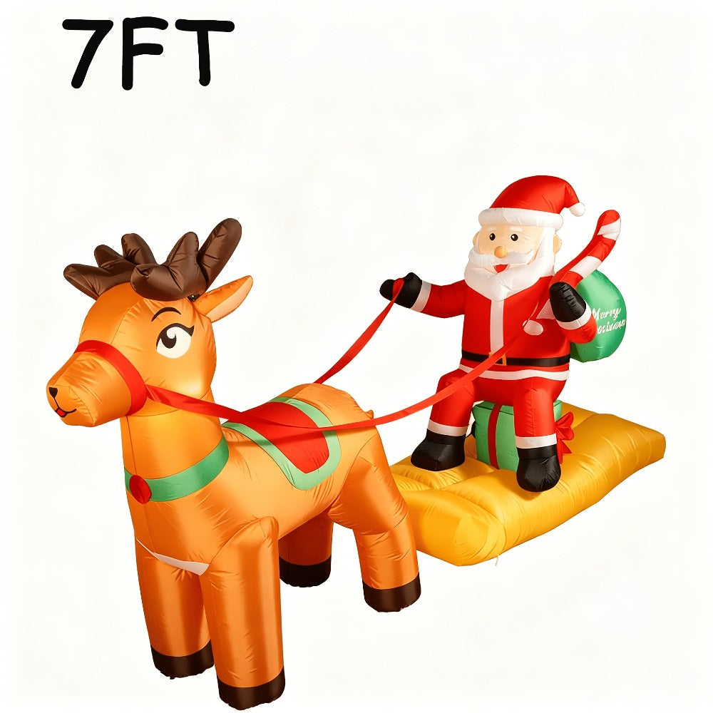 Christmas Inflatable Decoration with LED & Music – Head-Shaking Santa Claus on Polar Bear or Snowman, 7FT Blow Up Yard Decor with Recording Function, IP55 Outdoor Garden Lawn Party