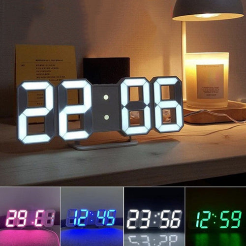 3D LED Digital Alarm Clock Colorful Night Light Home Decor Bedroom Desk Clock USB Powered