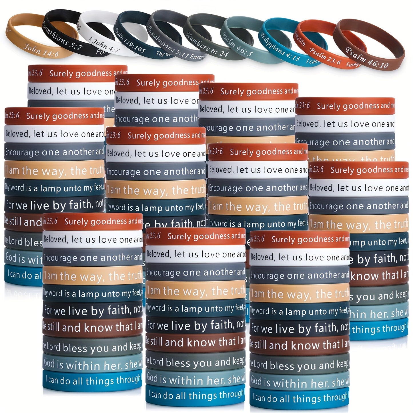 240pcs Bible Verse Silicone Wristbands Bulk – Christian Motivational Bracelets for Baptism, Wedding, Easter, Father's Day Religious Gifts Unisex