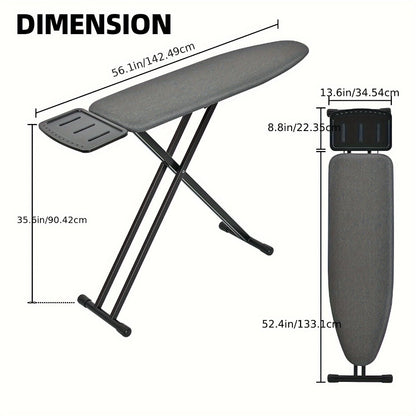 Full Size Ironing Board 43x13 In with Iron Rest, Adjustable Height & Thick Heat-Resistant Padded Cover, Sturdy Anti-Skid Metal Legs, Lightweight Freestanding Iron Board for Home Laundry Room Bedroom