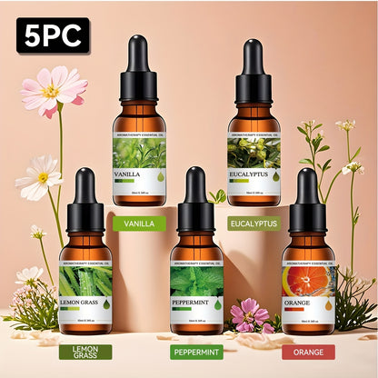 Essential Oil Gift Set 5 Pack Aromatherapy Oils Lavender Vanilla Eucalyptus Rose Jasmine for Diffuser Candle Humidifier Car Home Teacher Mother's Day Gift