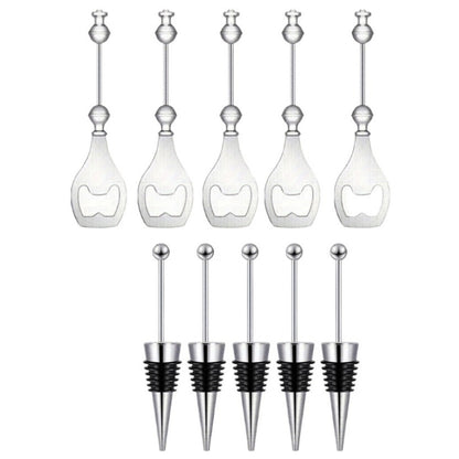 Beadable Beer Bottle Opener Set Bulk Decorative Beaded Wine Stopper Reusable DIY Party Gift for Wedding Bar Festival 10 or 20 Pieces