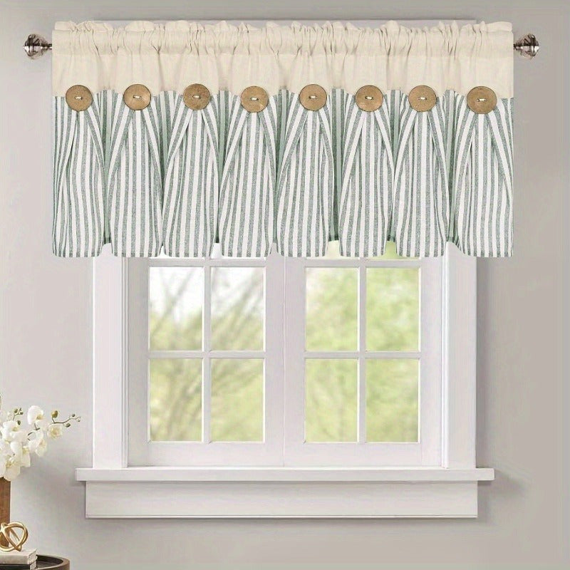 Semi Sheer Curtains Bohemian Linen Cotton Patchwork Grommet Top Window Drapes for Bedroom Living Room Kitchen Bathroom Cafe - Boho Country Cottage Style 4 Seasons 1 or 2 Panels