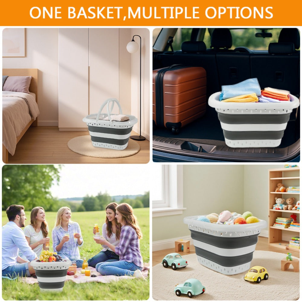 Collapsible Laundry Basket 16 Gallon with Handles – Foldable Plastic Laundry Hamper, Space-Saving Portable Dirty Clothes Basket for Bathroom, Bedroom & Laundry Room