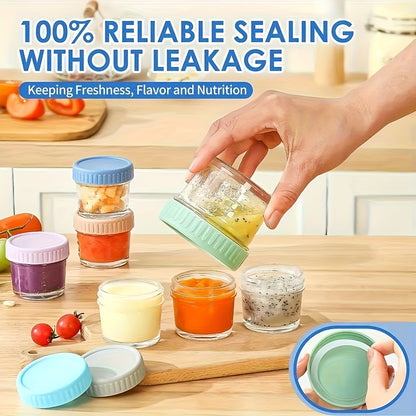4oz Glass Food Storage Jars with Lids - 6pcs/10pcs Mini Mason Jars Microwave Dishwasher Freezer Safe for Jam Jelly Honey Spice Pickling Dessert Baby Food