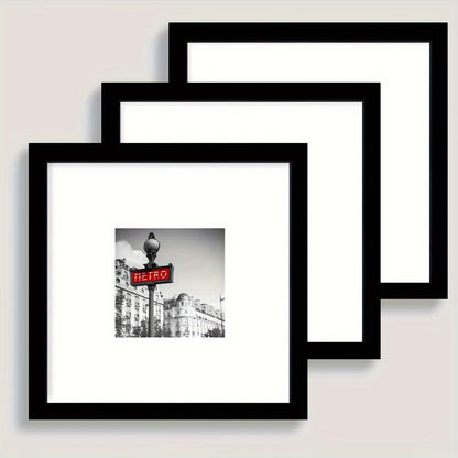 Square Photo Frames Set of 3, Black White 8x8 12x12 Inch Wall Hanging Picture Frames for Living Room Hallway Gallery Wall, Holiday Gift for Friends Family Home Decor