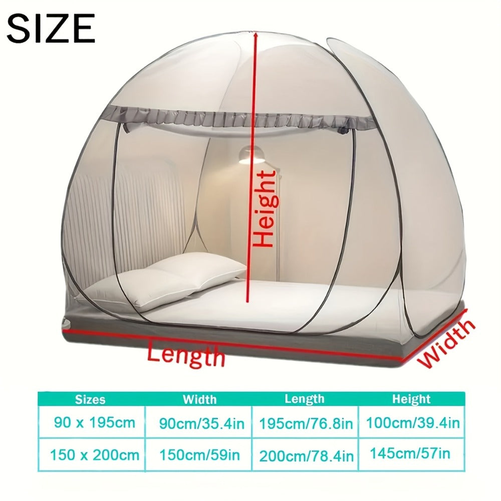 Mosquito Net for Bed Pop Up Bed Canopy 360° Protection Portable Foldable Yurt Mosquito Net with U-Shaped Zipper Ruffled Design Anti-Mosquito Indoor Bedroom Canopy Gray Blue Multiple Sizes