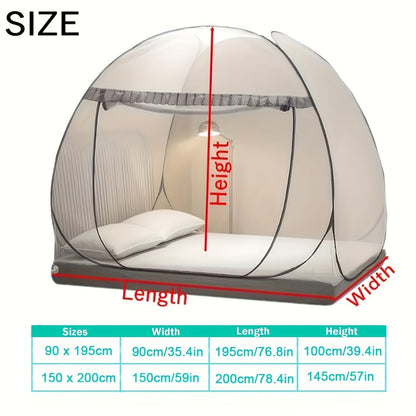 Mosquito Net for Bed Pop Up Bed Canopy 360° Protection Portable Foldable Yurt Mosquito Net with U-Shaped Zipper Ruffled Design Anti-Mosquito Indoor Bedroom Canopy Gray Blue Multiple Sizes
