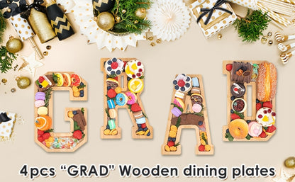 Graduation Charcuterie Board Decorations 4pcs Wooden Number Box with 14 Balloons – 2026 GRAD Fillable Party Supplies