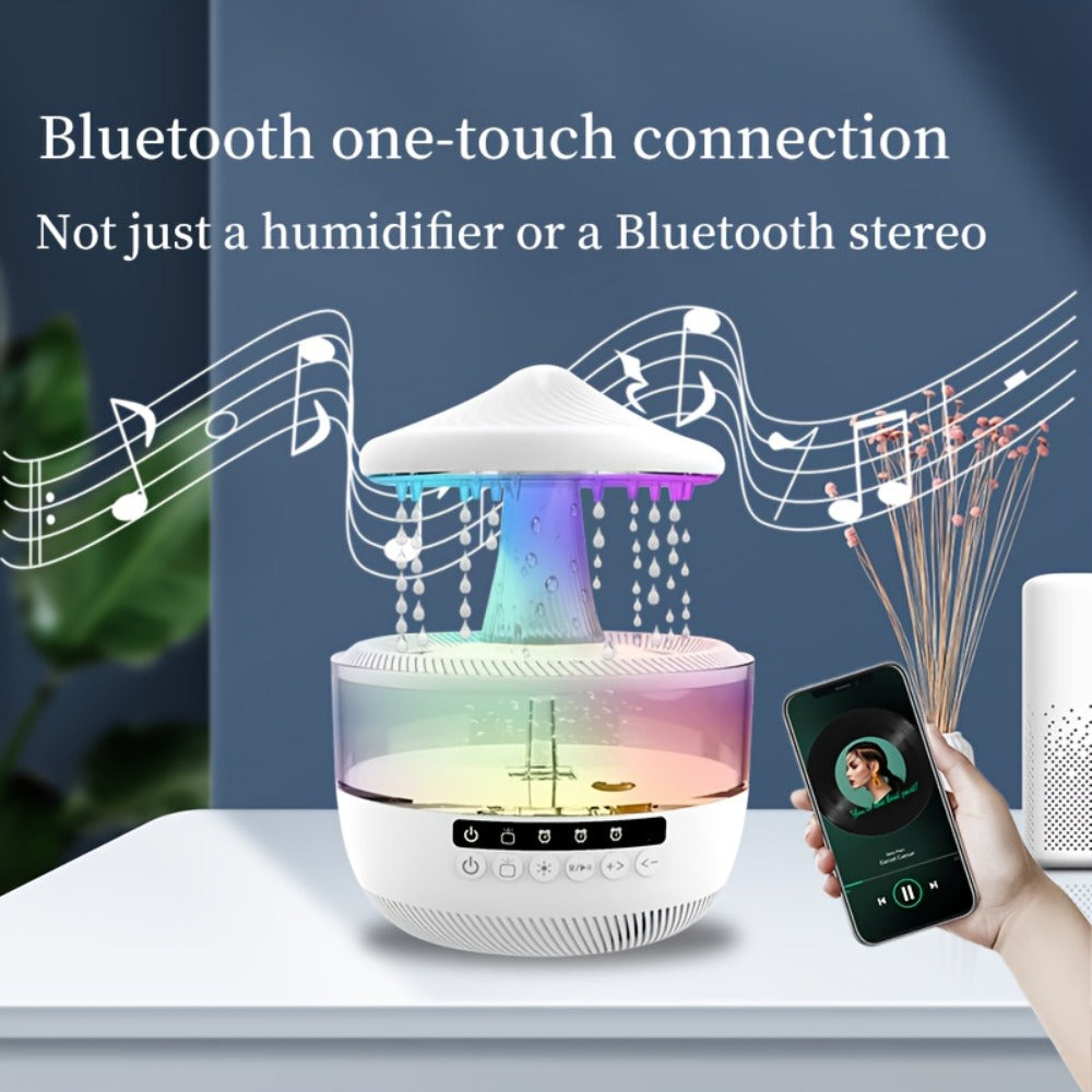 Cool Mist Humidifier with 7-Color Night Light Raindrop Music Design Dual Mist Output 26dB Ultra-Quiet 24H Operation Visible Water Level for Bedroom Living Room Office Gift