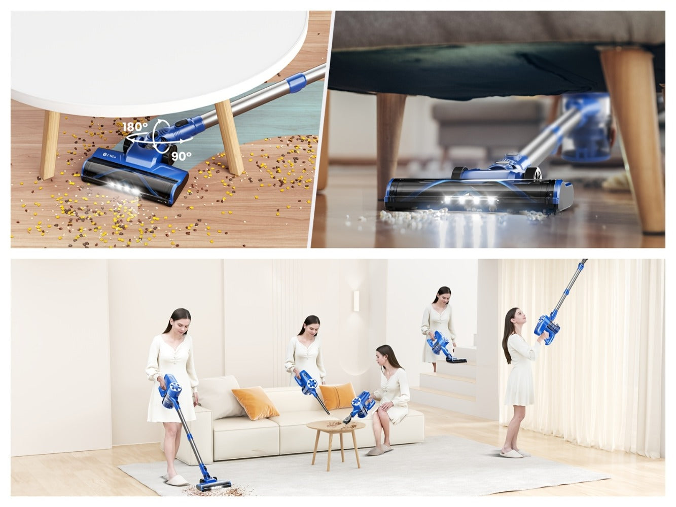 Cordless Vacuum Cleaner Stick Vacuum – MAX 70Kpa Suction, 45-Min Runtime, Anti-Tangle, 50.72oz Dust Cup, Rechargeable Wireless Vacuum for Hardwood Floor, Carpet & Pet Hair