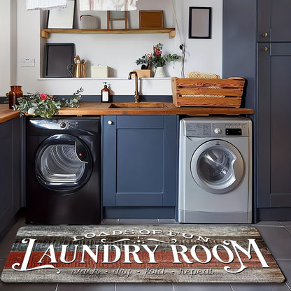 Farmhouse Laundry Room Runner Rug - Non-Slip Washable Retro Kitchen & Bathroom Mat | Anti-Slip Floor Runner for Laundry Room, Kitchen, Bathroom & Entryway | Boho Home Decor Accent Rug Multiple Sizes