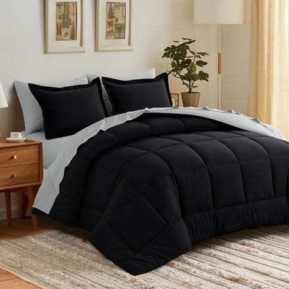 7 Piece Comforter Set Luxury Soft Fluffy Bedding All Season Bed in a Bag with Comforter Fitted Sheet Flat Sheet Pillowcases Hypoallergenic Breathable Easy Care Queen King Twin XL Full