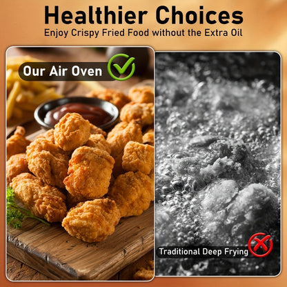 Air Fryer Convection Oven 12QT – 12-in-1 Multi-Function, Touchscreen, Visible Window, Oil-Free Non-Stick Basket, One-Touch Operation, Baking, Roasting, Dehydrating & Fast Cooking
