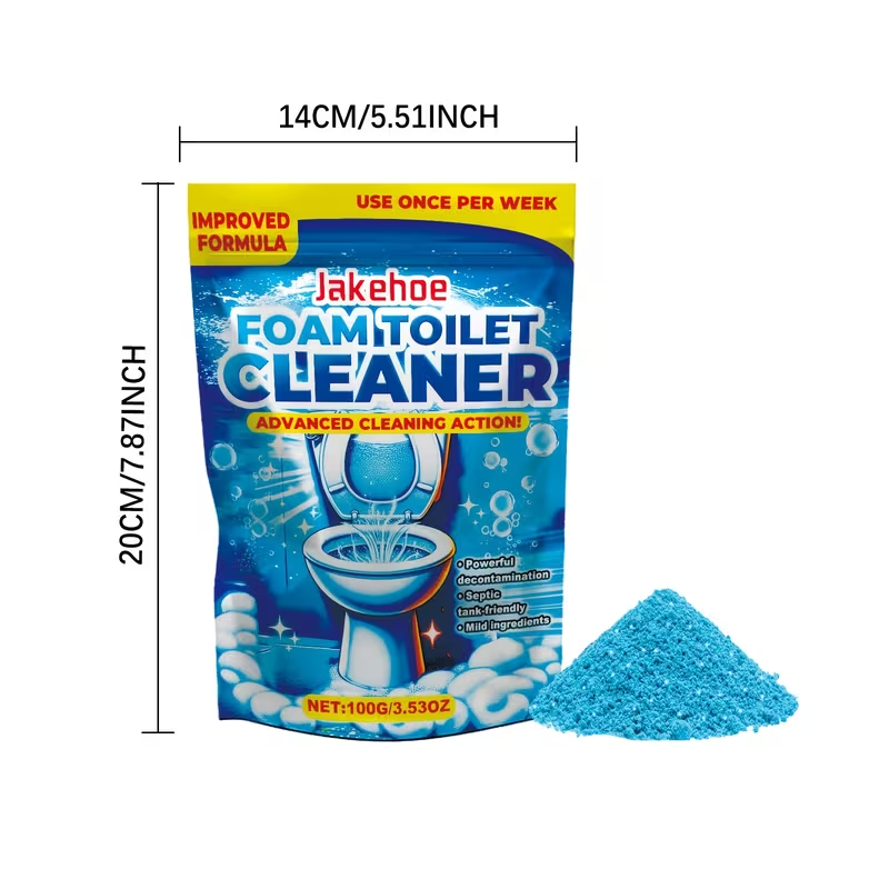 Toilet Cleaning Powder with Foam – Odor Removal, Stain Dissolving & Pipe Unclogging Bathroom Cleaner