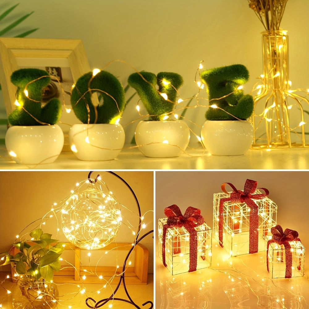 Fairy Lights Battery Operated with Batteries Included – 6.5ft 20 LED Silver Wire Mini String Lights, Firefly Starry Lights for Wedding, Christmas, Party, Mason Jars & DIY Decor – 30 or 100 Pack