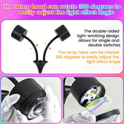 Ocean Wave Projector Lamp Double Head RGB Mood Light - 360° Rotation 3D Ripple Effect DIY Colors USB Remote Control for Bedroom Living Room Party Decor (Black)