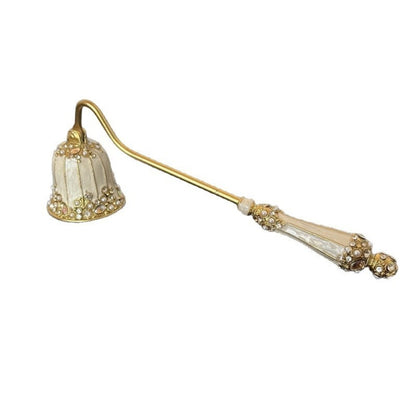 Candle Snuffer Long Handle - Elegant Metal Wick Flame Extinguisher Bell Candle Accessory for Home Decor, Candle Lovers, Spa & Aromatherapy Gift, Available in White & Red