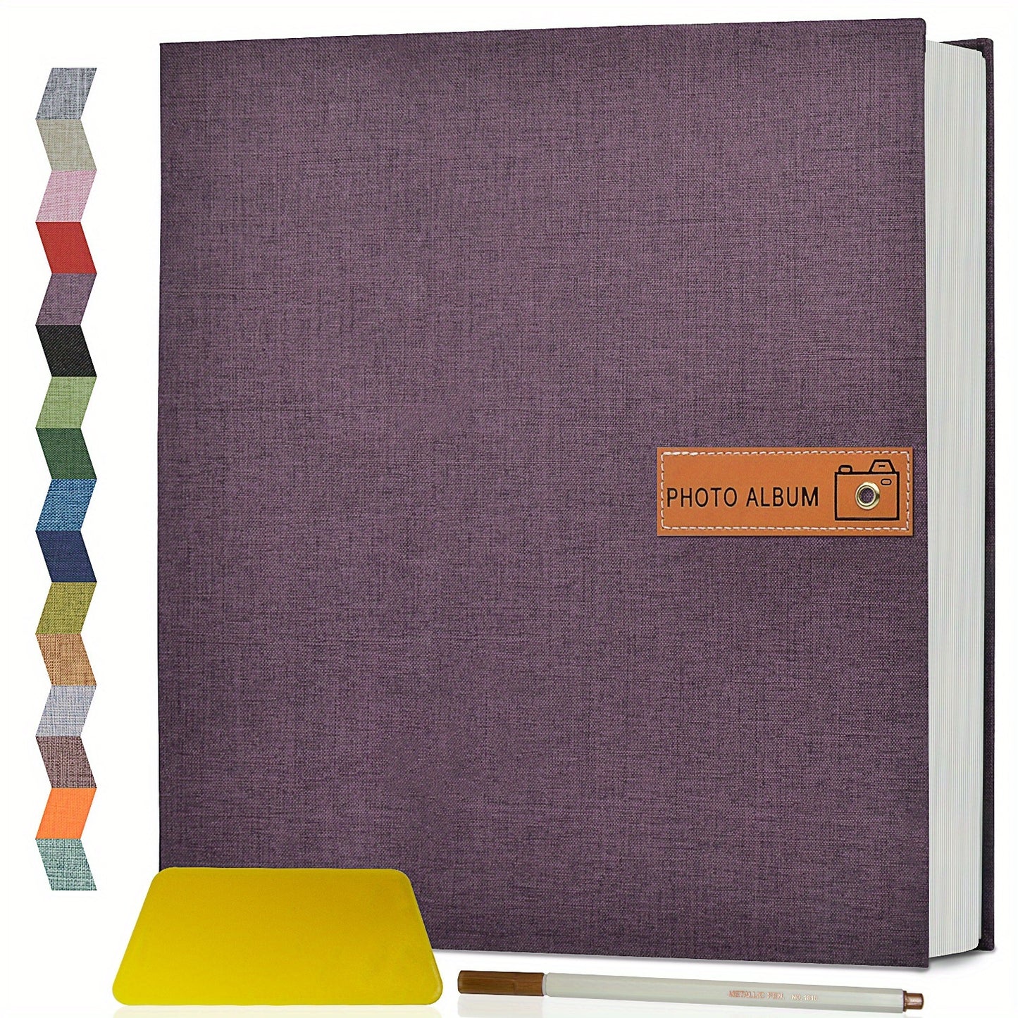 Self Adhesive Photo Album Scrapbook – Large Linen Cover Memory Book for 4x6 5x7 8x10 Photos, DIY Picture Book with Metal Pen, Gift for Mom, Baby, Wedding, Valentine's Day & Mother's Day, 40 & 60 Pages