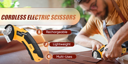 Electric Scissors Cordless 4.2V Rotary Cutter with 2000mAh Battery – 10000 RPM, Safety Lock, LED Light, Anti-Slip Handle, Fabric Cutting Machine for Clothing, Cardboard, Carpet, Leather & Craft Projects