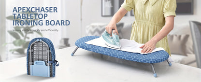 Foldable Ironing Board Tabletop, Portable Mini Ironing Board with Heat Resistant Cover & Non-Slip Feet, Small Folding Ironing Board for Home Laundry Room Dorm Apartment Travel Use, Space Saving Design