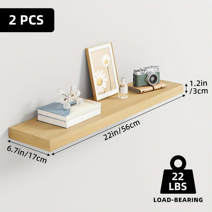 Floating Wall Shelves Set – Wooden Wall-Mounted Shelves for Living Room, Kitchen & Bathroom (2/4/6pcs, 15.7"/19.7"/22")