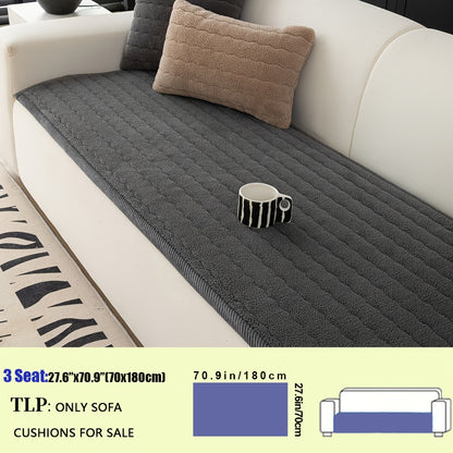 Plush Sofa Cover Bohemian Style Thickened Short Plush Non-Slip Machine Washable Pet Friendly Sofa Slipcover for Living Room Bedroom Office - Armrest Pad to 4 Seater