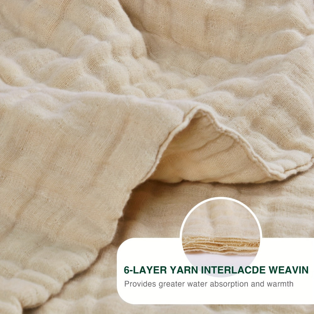 6-Layer Gauze Blanket 100% Muslin – Lightweight Breathable Cotton Throw for Couch & Bed, All Season Adult Blanket, 4 Colors