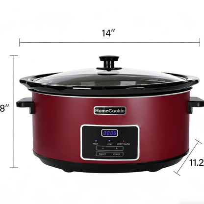 Digital Slow Cooker 6 & 7 Quart Programmable with Non-stick Ceramic Bowl, Countdown Timer & Keep Warm – Oval Glass Lid Crock Pot for Family Meals Soups Stews Holiday Cooking