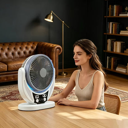 Solar Fan Portable Camping Fan with Solar Panel and USB Charging Adjustable Speed and Angle Phone Charging Function Emergency Power Outage Outdoor Travel Fan