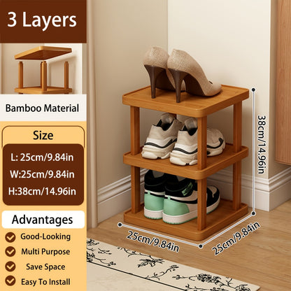 Bamboo Shoe Rack Multi-Tier Freestanding Shoe Organizer Wood Grain Space Saving Shoe Shelf for Entryway, Living Room, Bedroom & Dormitory – 6 or 9 Tier