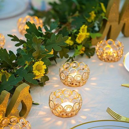 Tea Light Candle Holders Set of 20 – Crystal Bowl Votive Holders for Wedding Centerpiece, Dining Table, Home Decor & Party – Gold & Silver Glass Tealight Cups