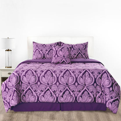 5-Piece Comforter Set – Down Alternative Reversible Quilted Bedding with Bed Skirt & Pillow Shams, Twin Queen King, All Seasons – 13 Colors