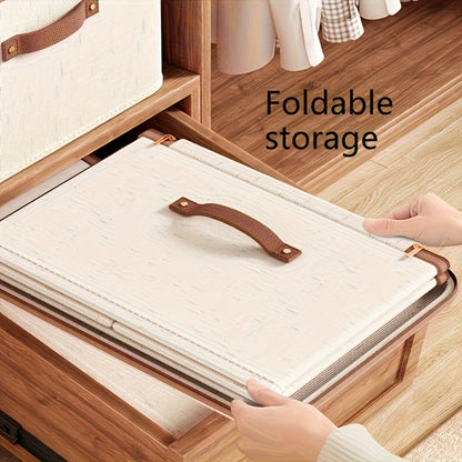 Foldable Storage Boxes with Lids 2-Pack, Large Capacity Linen Storage Baskets with Double Zippers & Leather Handles, Collapsible Fabric Organizer Bins for Bedroom, Clothing, Laundry & Moving